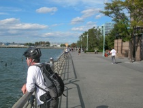 Enjoying the view from the bike path along the Hudson River